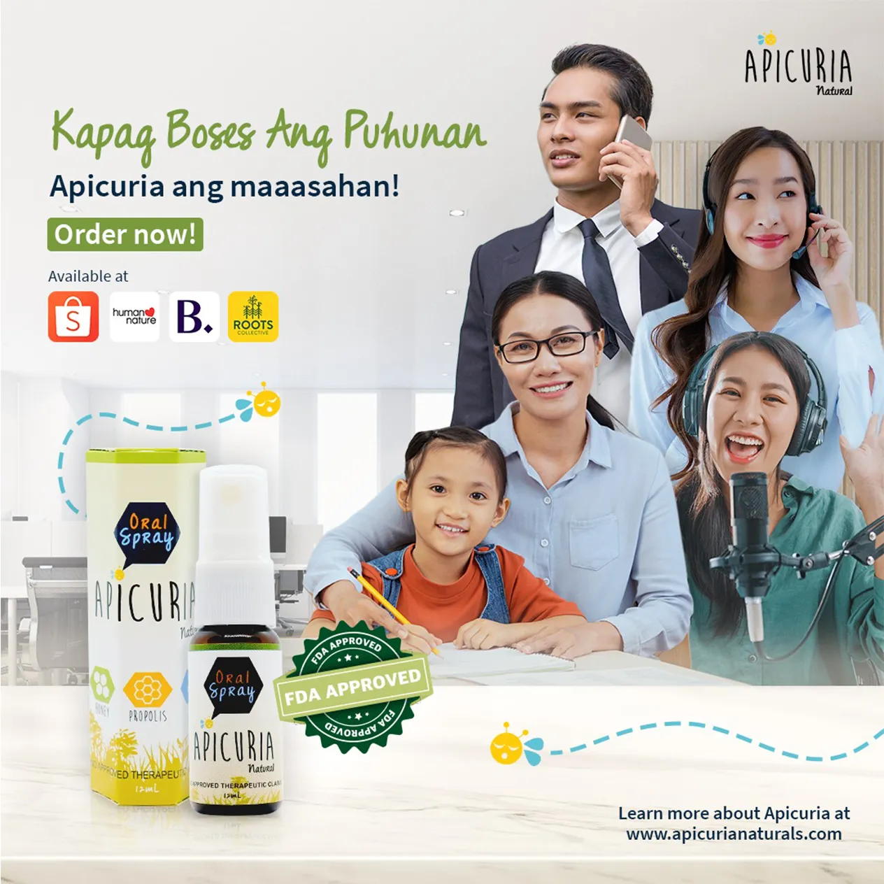 Apicuria Natural Oral Spray Kapag Boses Ang Puhunan Content