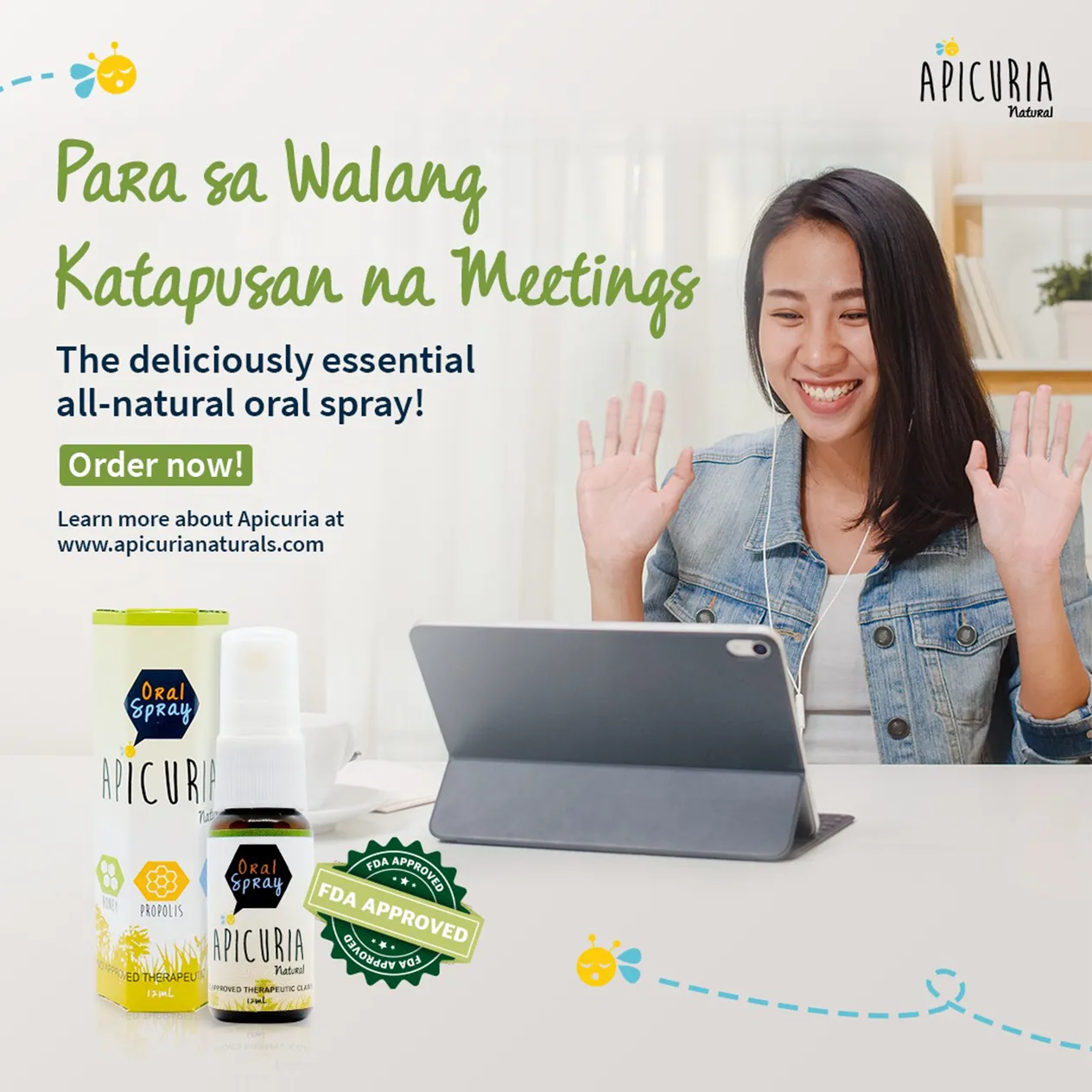 Apicuria Natural Oral Spray Para Sa Walang Katapusan Na Meetings Content