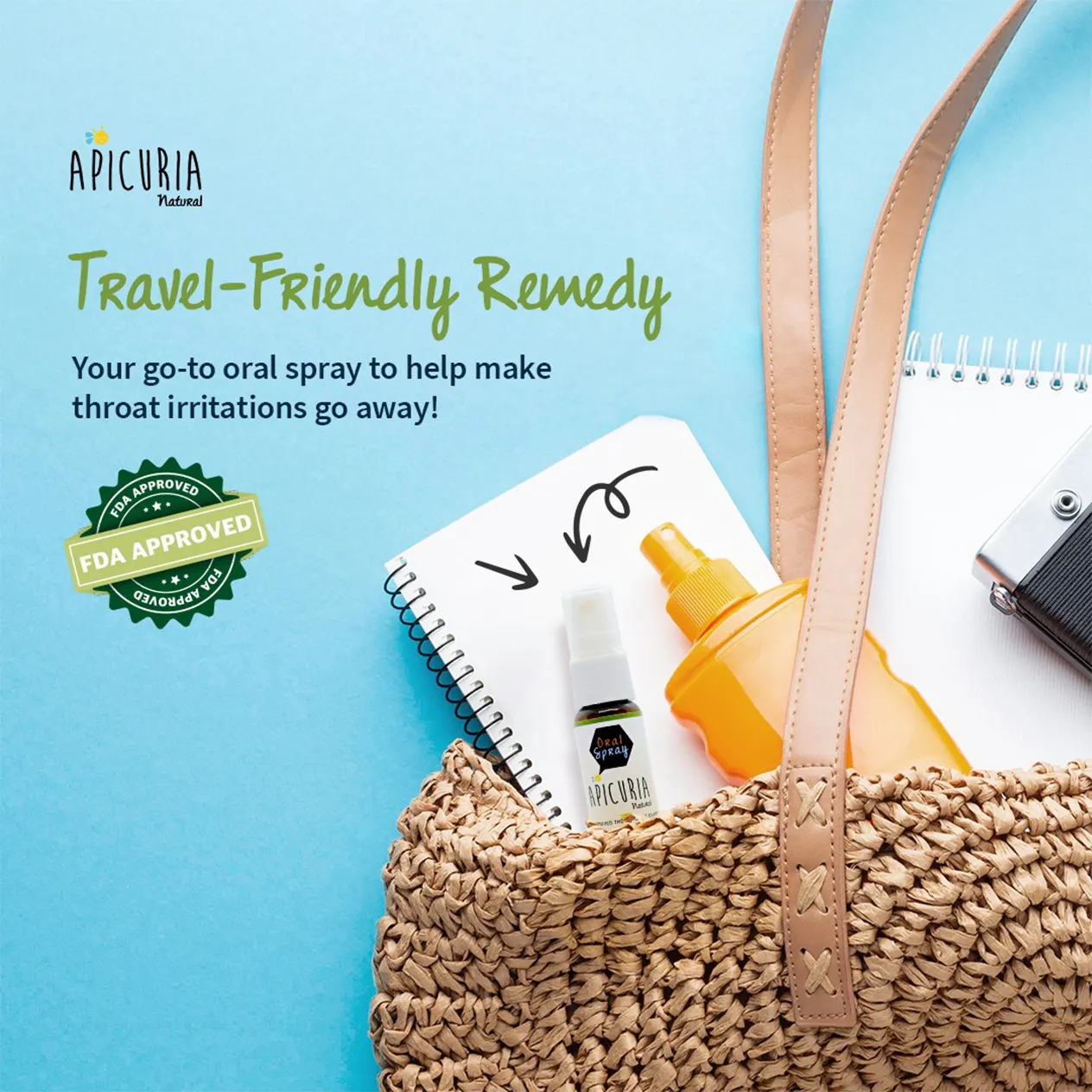 Apicuria Natural Oral Spray Travel Friendly Remedy Content